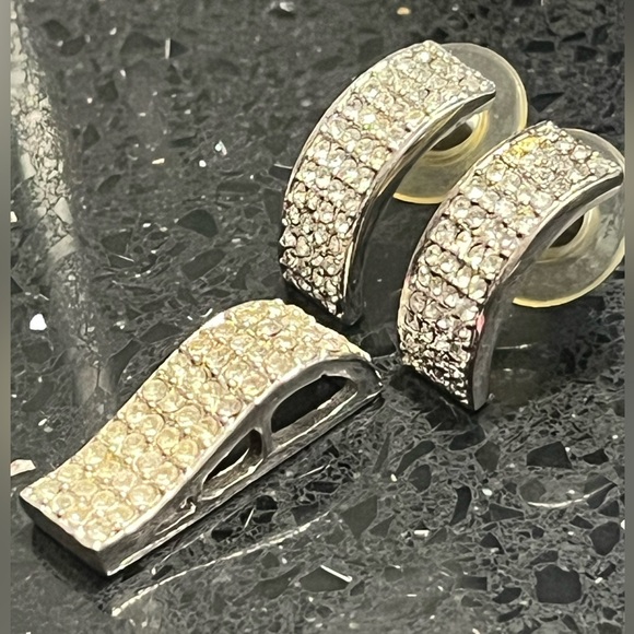 Suzanne Somers vintage pave crystal earring pendant slide set HSN - Picture 2 of 2
